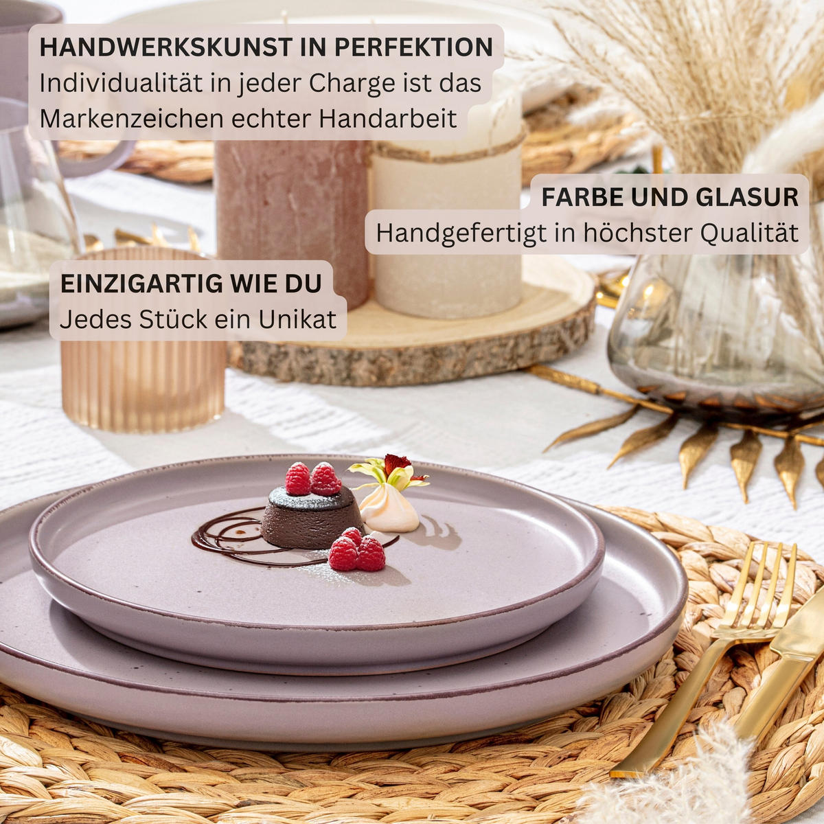 DESSERTTELLER BOMBAY BASALT - 4 teilig aus Steingut - Lila, Stein (20.5cm) - Sänger