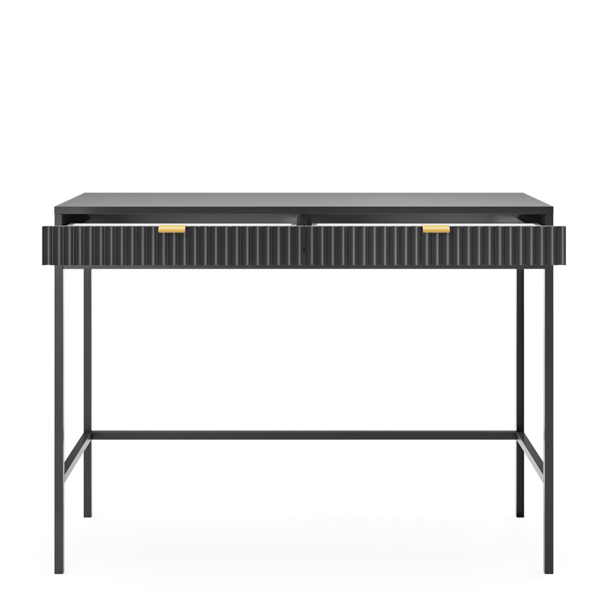 SCHMINKTISCH NANAIMO TOA1-2S Profilierte Fronten, Schwarz - Schwarz, Holzwerkstoff/Kunststoff (104/77/50cm) - Komodee