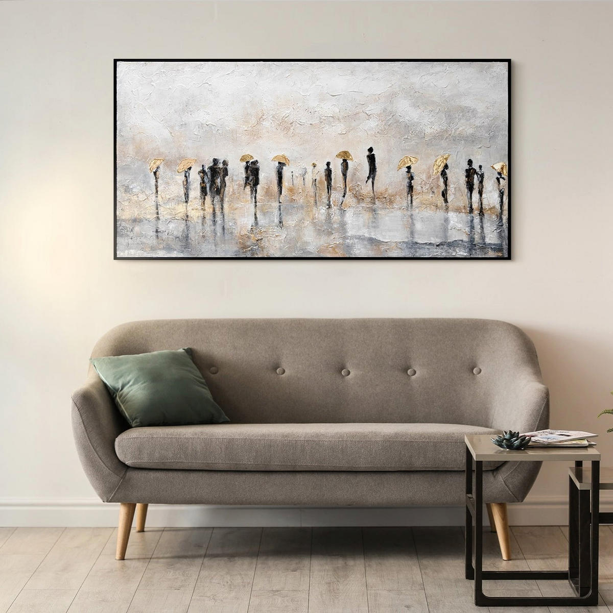 GEMÄLDE Sommerregen Schattenfugenrahmen Schwarz 100x50 cm - Schwarz, Holz (100/50cm) - YS-art gallery