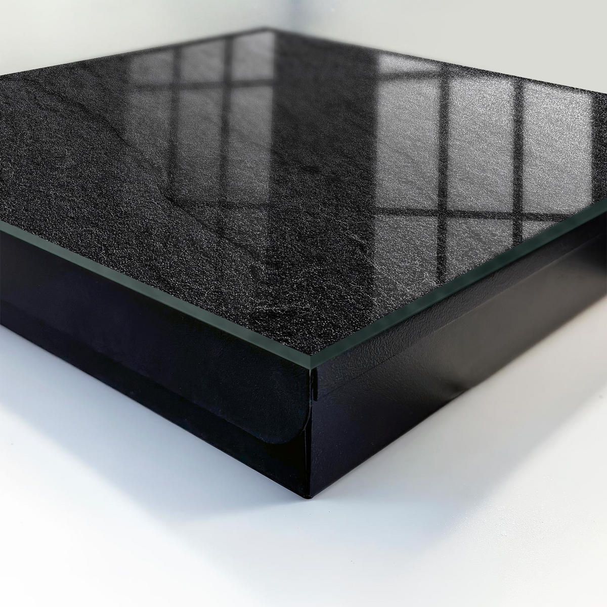 SCHLÜSSELBOX Schwarz 30x30 cm- Türöffnung nach rechts - Grauer Stein - Schwarz, Metall (30/30/5cm) - TULUP