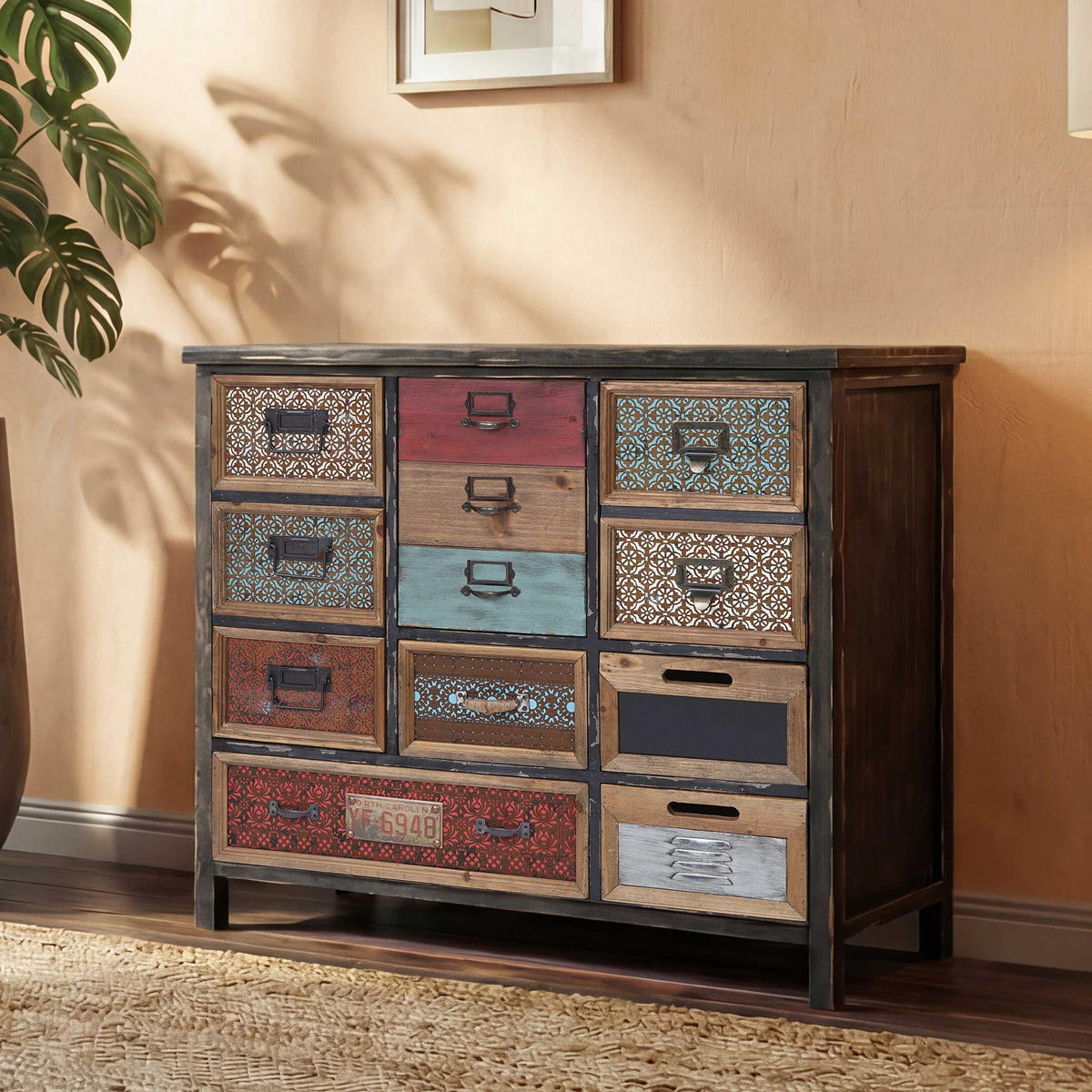 APOTHEKER-SCHRANK Multicolor - Multicolor, Holz (90/84/32cm) - MCW