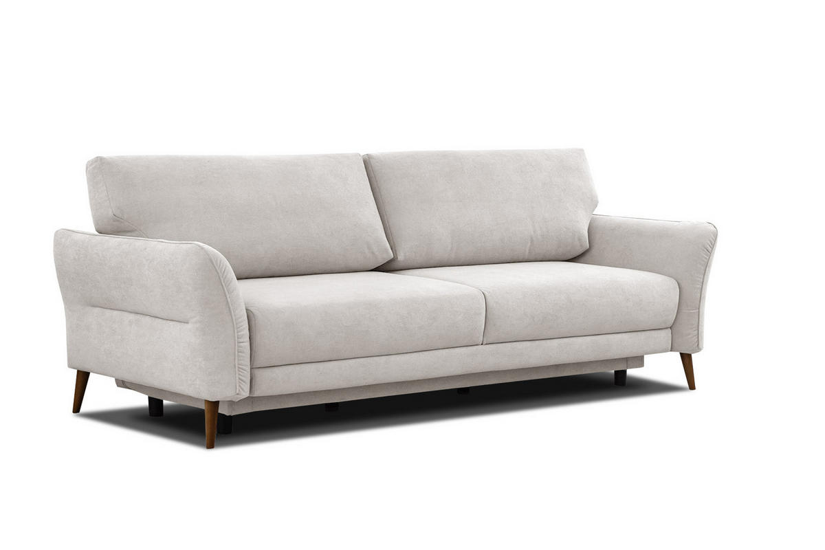 SOFA FIGARI 3-Sitzer mit Schlaffunktion, ecru - Ecru/Braun, Holz/Textil (232/90/107cm) - Courtois Laville