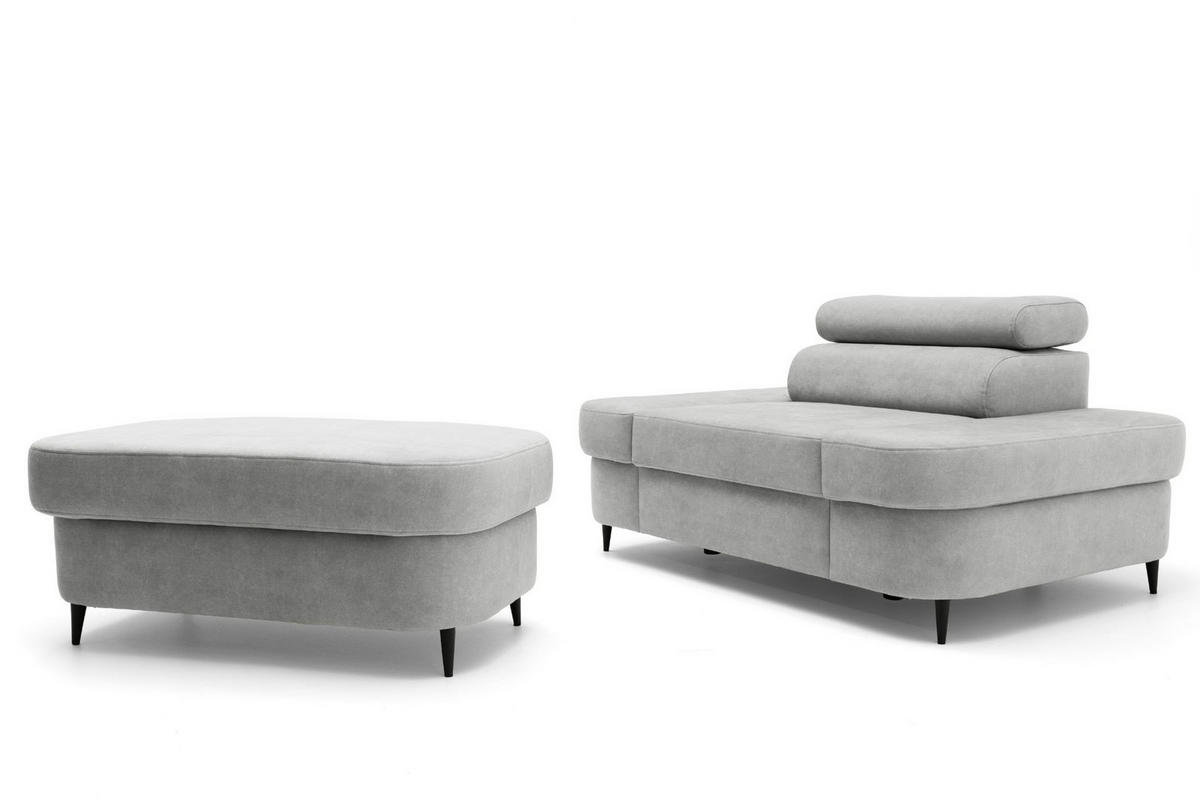 POUF PRIAM 104 x 60 cm Velours Grau - Schwarz/Grau, Holz/Textil (104/43/60cm) - Muffo