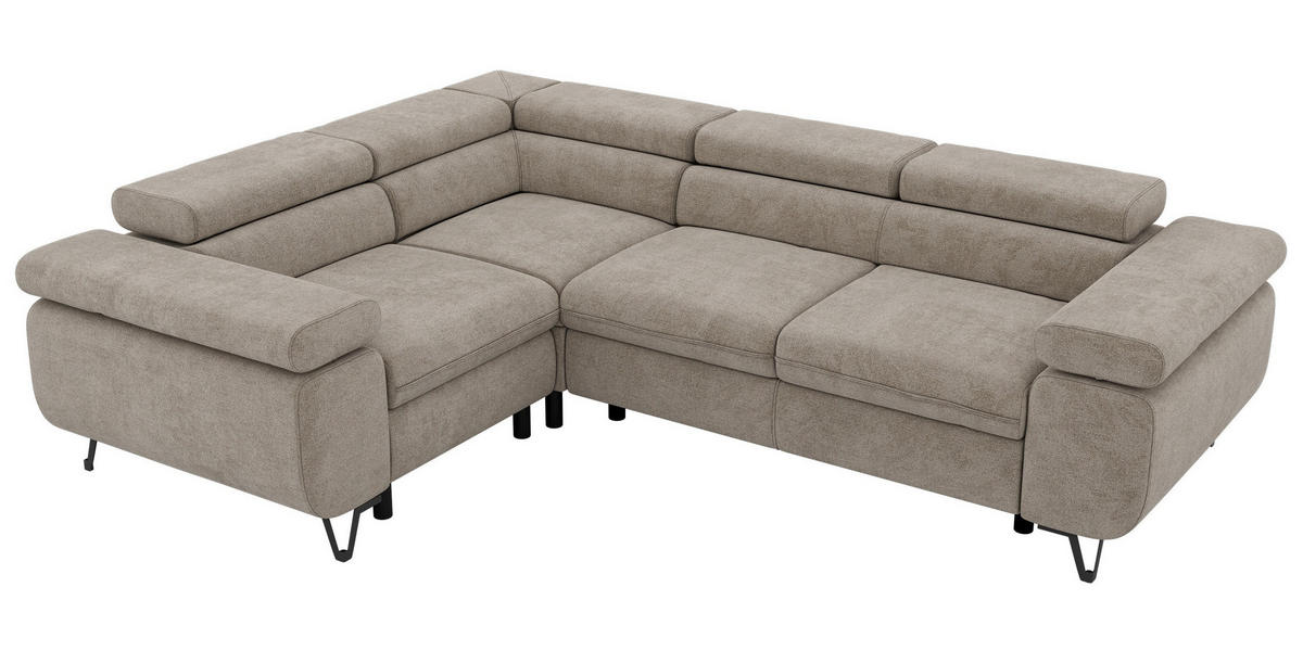 ECKSOFA ORSO L Greige Stukture - Links Seite - Greige/Schwarz, Textil/Metall (197/268cm) - MKS