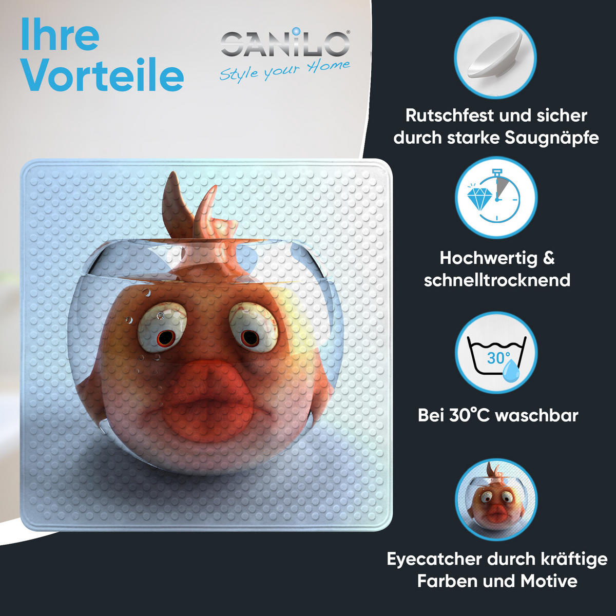 BADEMATTE Goldfisch - Orange, Kunststoff (53/53cm) - Sanilo