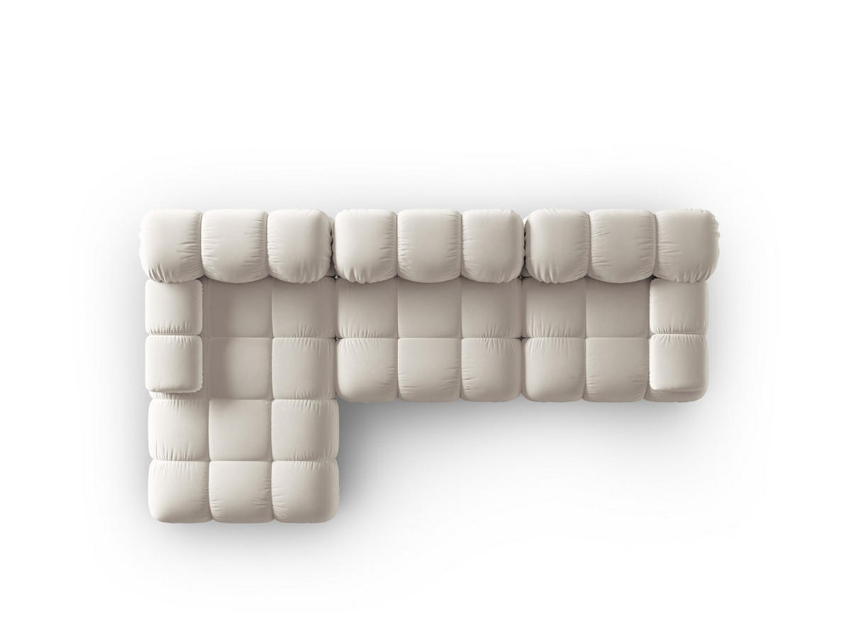 MODULARES-ECKSOFA links Bellis aus Samt leichtes beige 4 Sitzplätze - Creme, Textil (122/285cm) - Micadoni