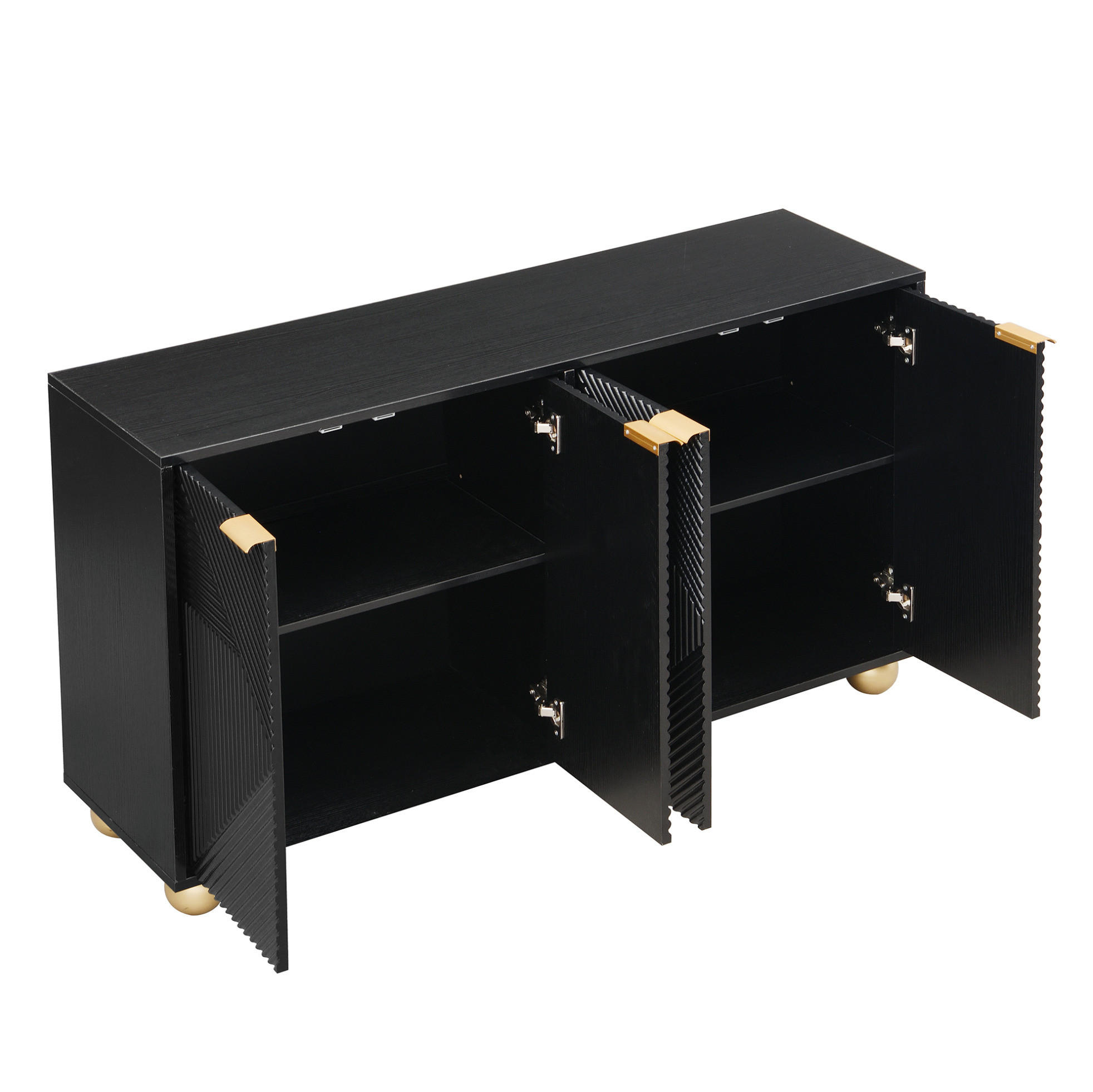 SIDEBOARD 120/35/71,5 cm in Schwarz mit 4 Türen und verstellbaren Innenböden - Schwarz, Holzwerkstoff (120/71.5/35cm) - Flora Grace