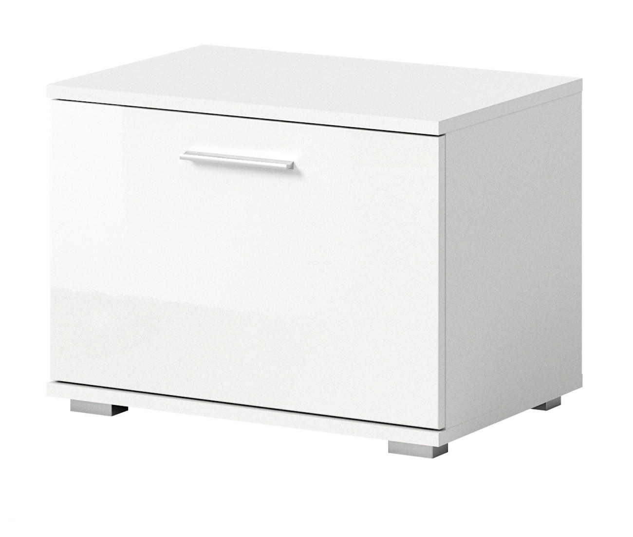 SITZBANK weiß Hochglanz 55 cm, Garderobenbank mit Stauraum - Weiß Hochglanz/Silberfarben, Holzwerkstoff/Kunststoff (55/40/37cm) - Inn.Furn