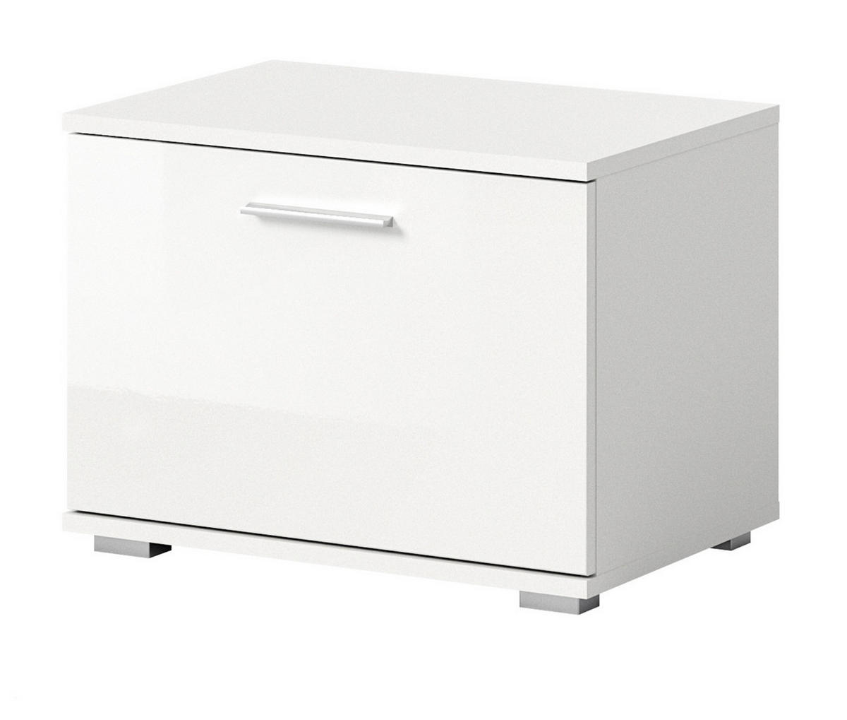 SITZBANK weiß Hochglanz 55 cm, Garderobenbank mit Stauraum - Weiß Hochglanz/Silberfarben, Holzwerkstoff/Kunststoff (55/40/37cm) - Inn.Furn