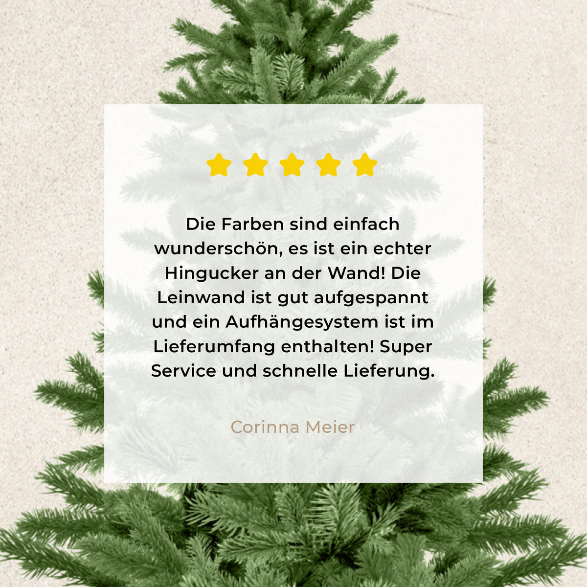 LEINWANDBILD Weihnachtsbaum - Grün - Weihnachten - Feiertage 50x50 cm - Olivgrün, Textil (50/50cm) - MuchoWow