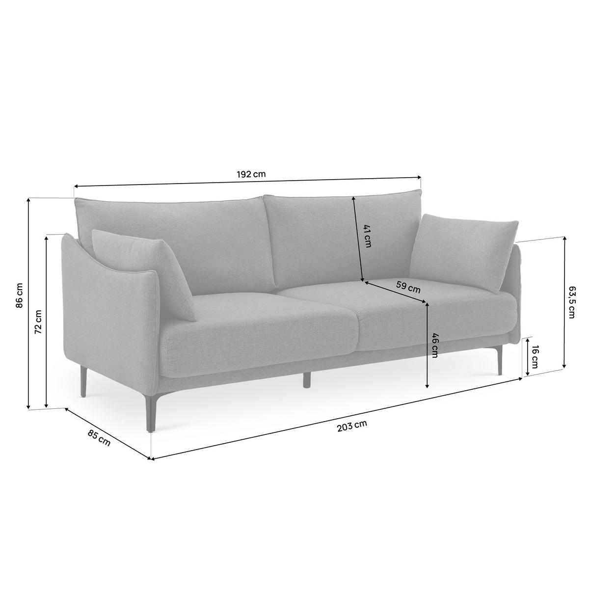 3-SITZER-SOFA Sasha Industrielles aus dunkelgrauem Stoff - Dunkelgrau/Hellgrau, Holzwerkstoff/Textil (203/86/85cm) - Sicaan
