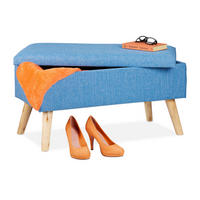 SITZBANK - Blau, Holz/Holzwerkstoff (77/39/39cm) - Relaxdays