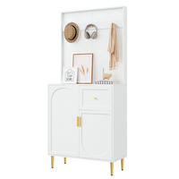 SCHUHSCHRANK aus MDF 80x35x175,5cm in Weiß mit Soft-Close & Haken - Weiß, Holzwerkstoff (80/175.5/35cm) - Modfu