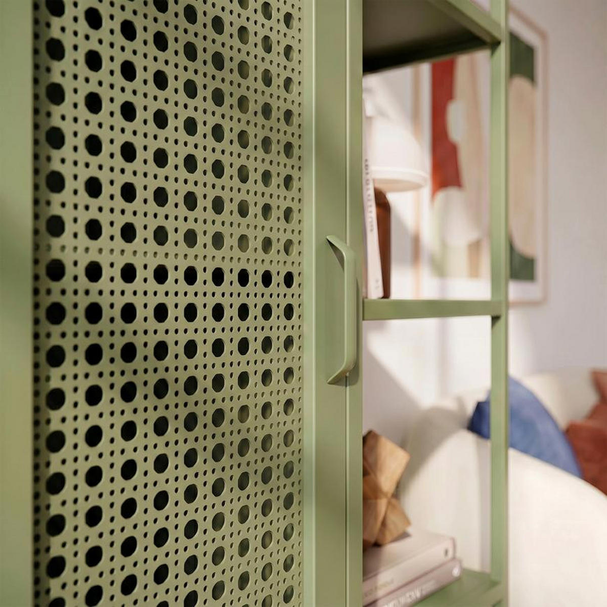 REGAL Industrielles aus olivgrünem Metallgitter mit 1 Tür und 4 Fächern - HERA - Grün, Metall (75/175/35cm) - Sicaan