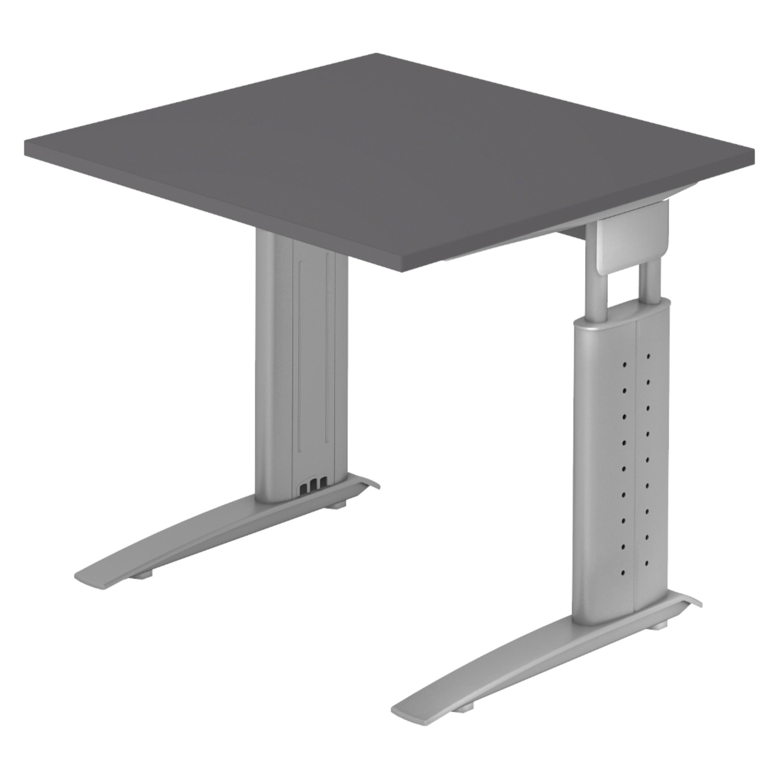SCHREIBTISCH Serie-U 80/80/74 cm in Graphitfarben/Silberfarbengrau - Silberfarben/Graphitfarben, Holzwerkstoff (80/80/74cm) - bümö