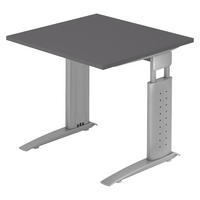SCHREIBTISCH Serie-U 80/80/74 cm in Graphitfarben/Silberfarbengrau - Silberfarben/Graphitfarben, Holzwerkstoff (80/80/74cm) - bümö