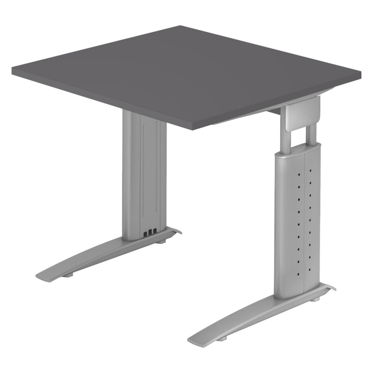 SCHREIBTISCH Serie-U 80/80/74 cm in Graphitfarben/Silberfarbengrau - Silberfarben/Graphitfarben, Holzwerkstoff (80/80/74cm) - bümö