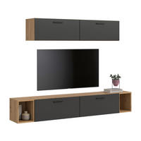 WOHNWAND Primo 6 tlg. (B/H/T: ca. 202/184/34 cm) in Artisan Oak /Basalt grau - Eiche Artisan, Holzwerkstoff (202/184/34cm)
