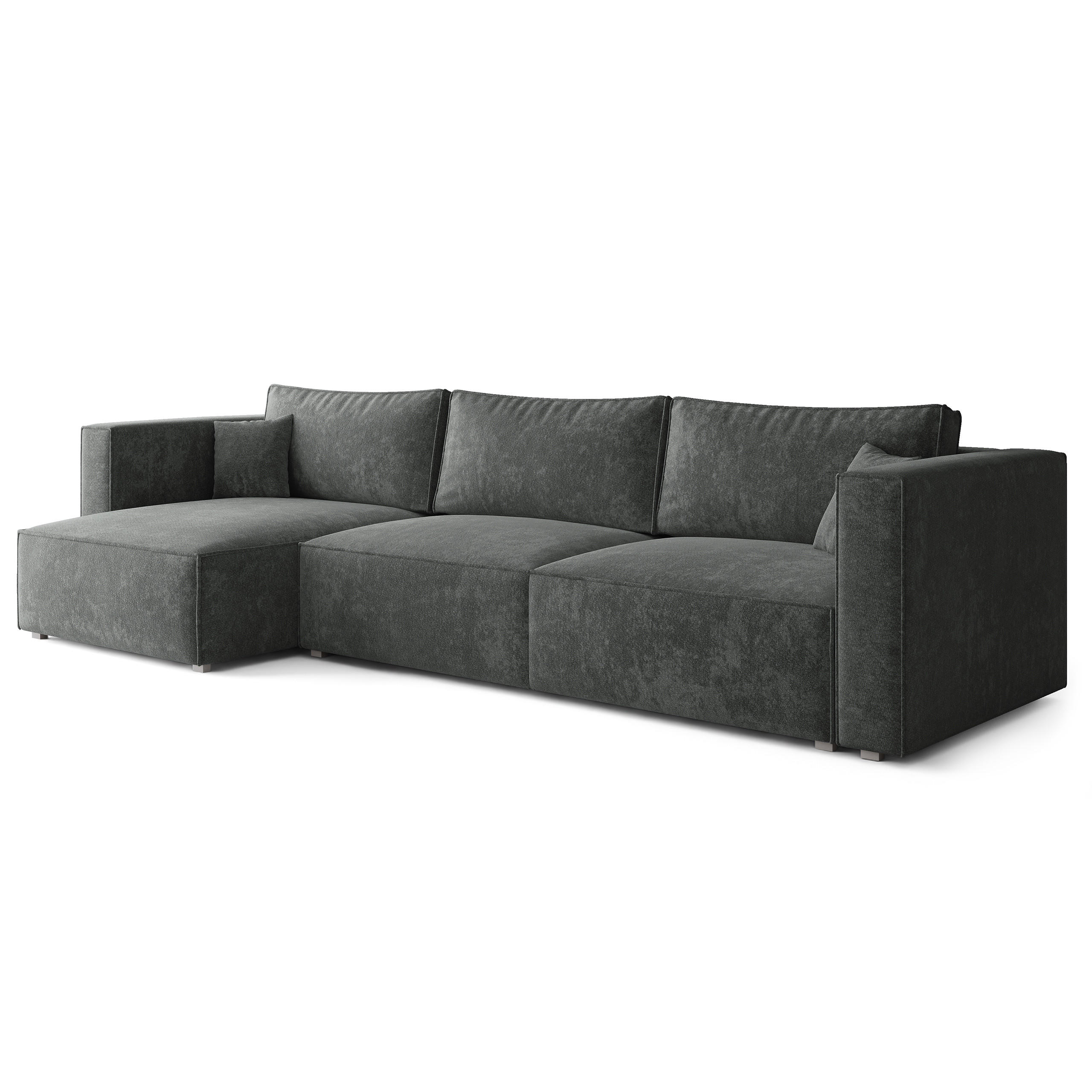 ECKSOFA TOLMO LM Grau Chenille mit Schlaffunktion - Grau, Holzwerkstoff/Textil (347/148cm) - MASSENO