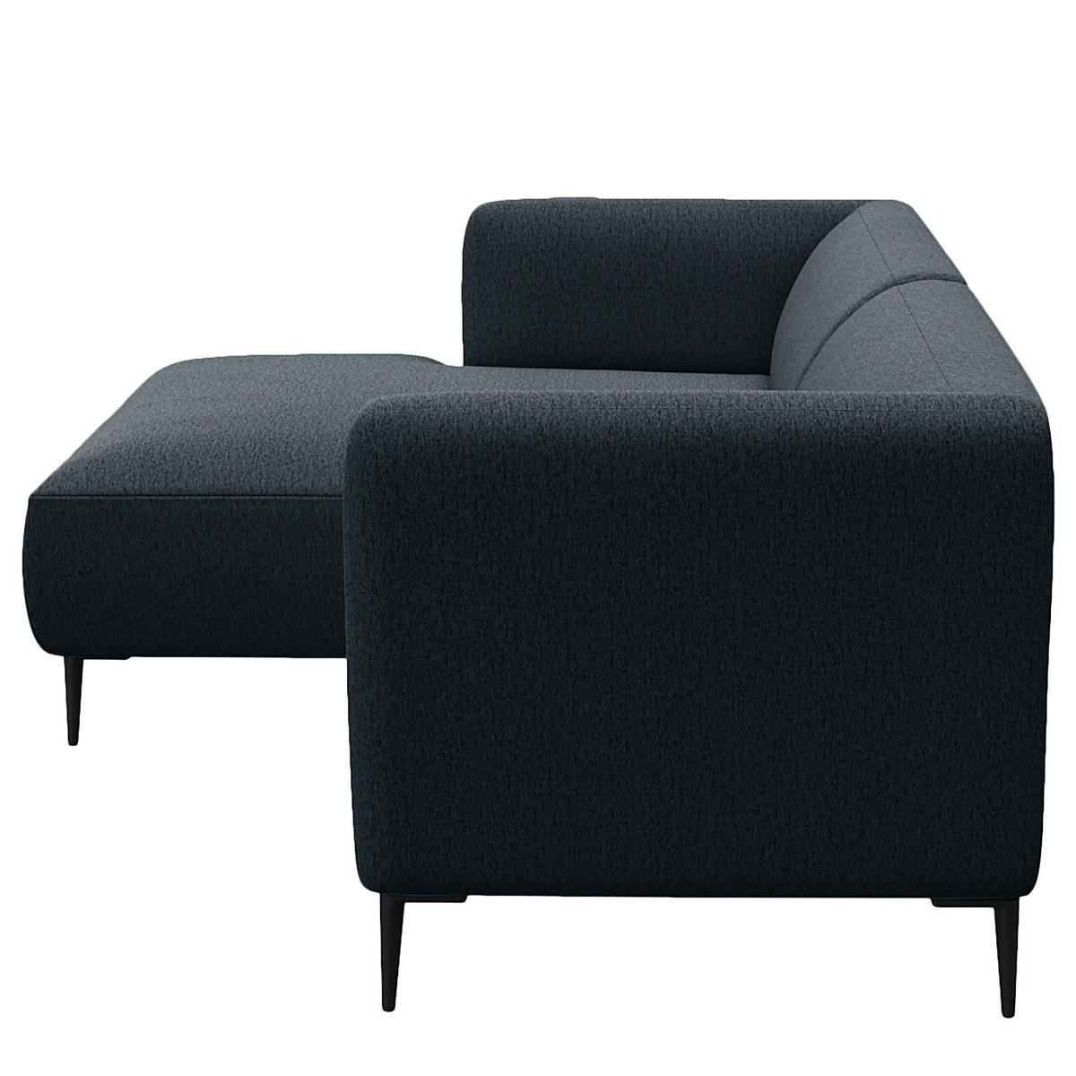 1,5-SITZER ECKSOFA mit Longchair - Schwarz/Grau, Textil/Metall (211/148cm) - home24