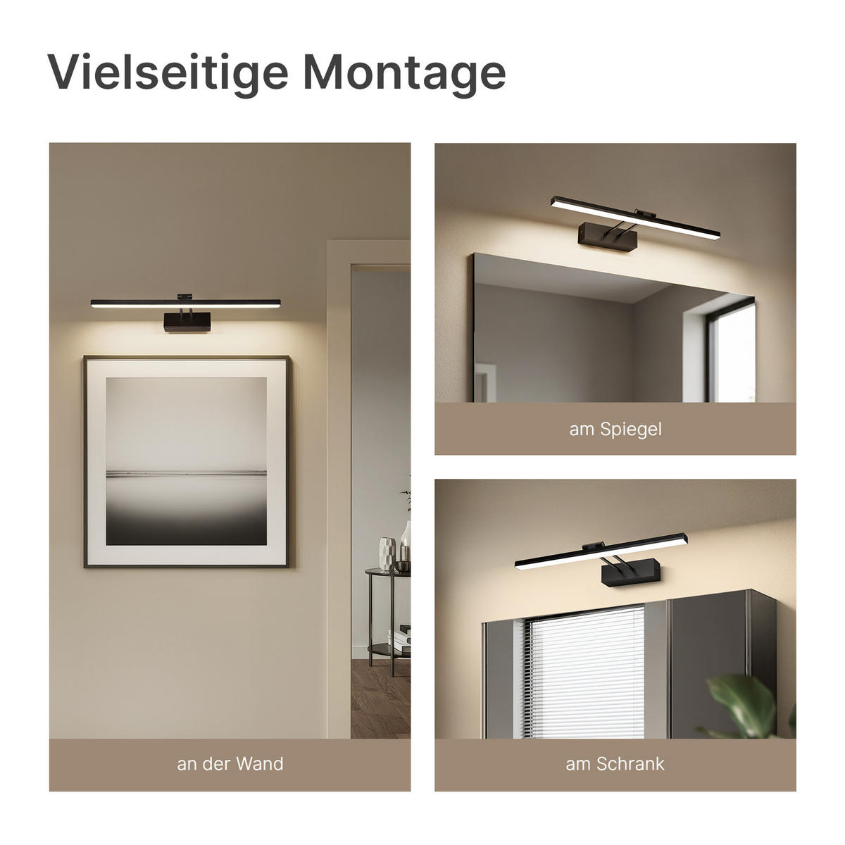 SPIEGELLEUCHTE LED Schwarz 4200K Schwarz 40,4/17,1/4 cm - Schwarz, Kunststoff (17/40/4cm) - EMKE