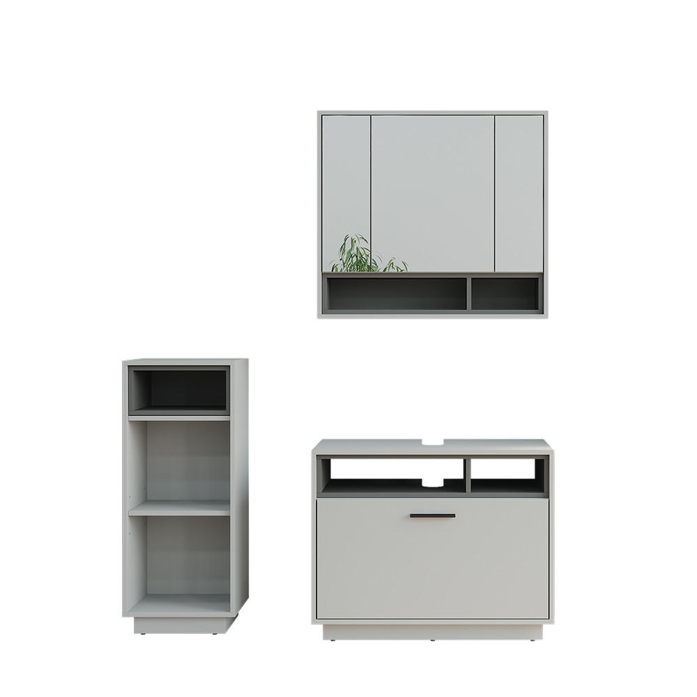 SET MOBILIER BAIE Beatrice, Gri/antracit, 3 piese
