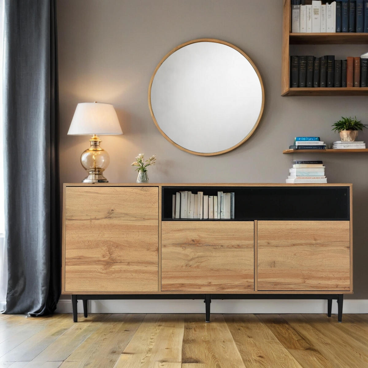 SIDEBOARD Braun 160/35/76 cm - Braun, Holzwerkstoff/Metall (35/76/160cm) - Urban Meuble
