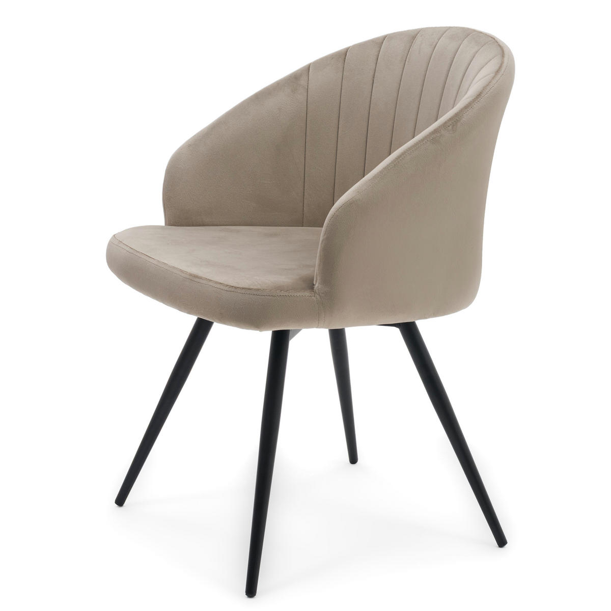 STUHL MODENA drehbar gepolsterter mit Steppung - dunkelbeige - Samt Velour - Schwarz/Braun, Textil/Metall (57/80/59cm) - NEW HOME