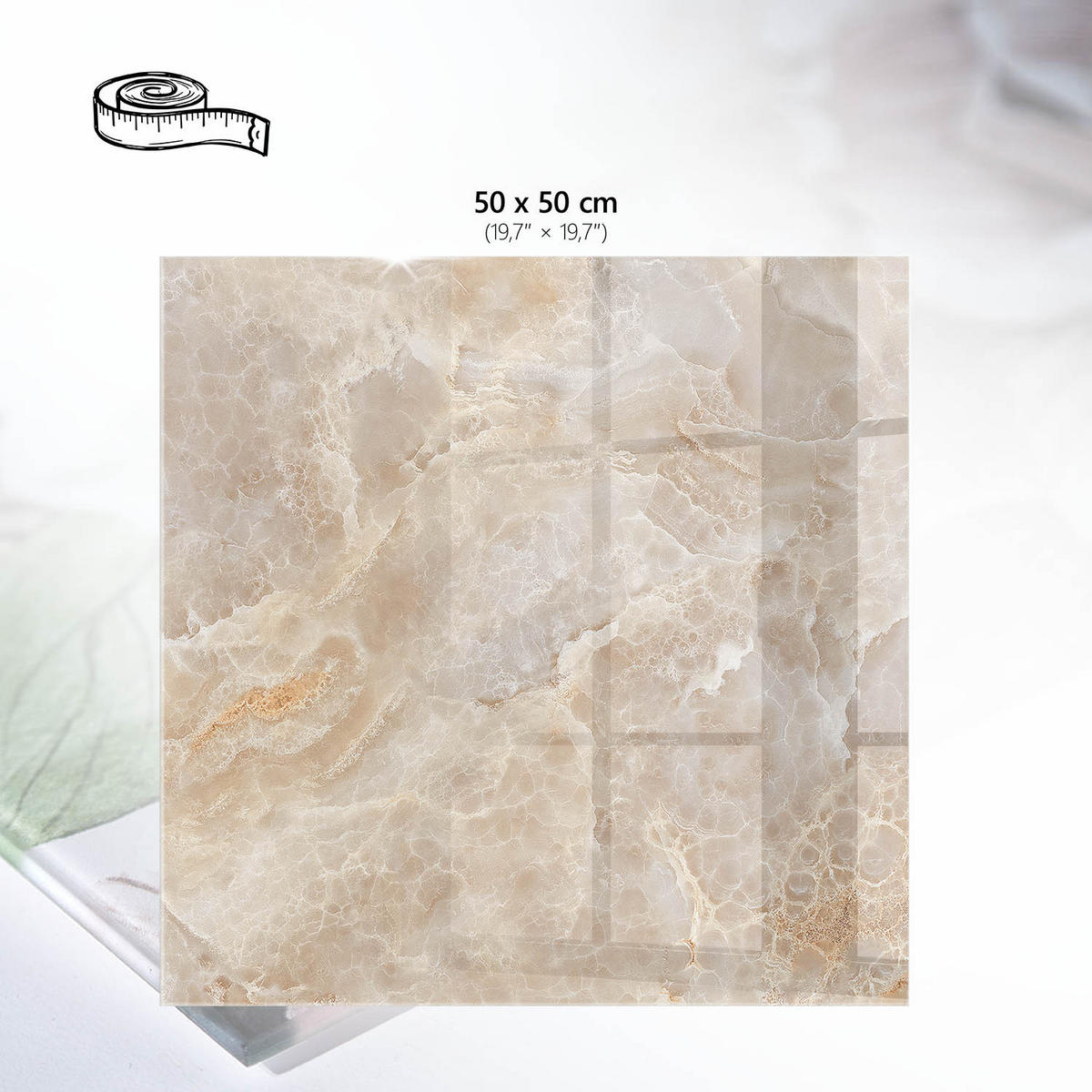 TISCHPLATTE 50x50 cm – Marmorstruktur - Grau, Glas (50/50/0.4cm) - Wallfluent
