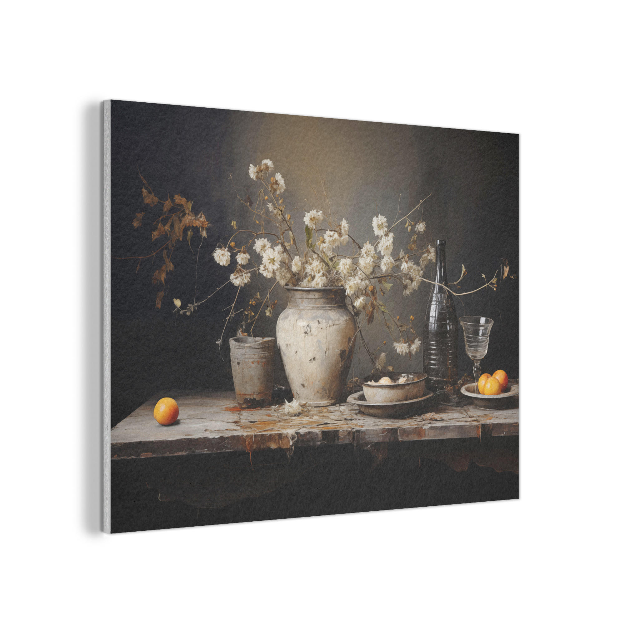 AKUSTIKPANEEL Stilleben - Blumen - Blumenstrauß - Vase - Wein 80x60 cm - Schwarz, Textil (80/0.9/60cm) - MuchoWow