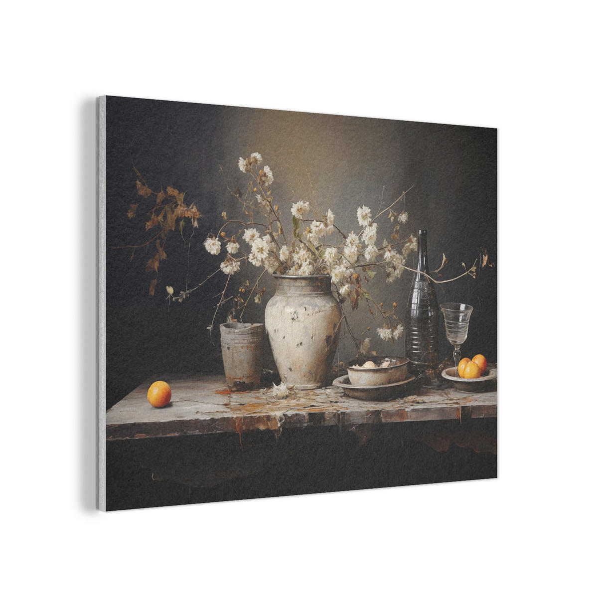 AKUSTIKPANEEL Stilleben - Blumen - Blumenstrauß - Vase - Wein 100x70 cm - Schwarz, Textil (100/0.9/70cm) - MuchoWow