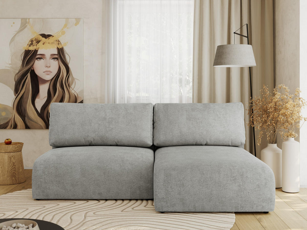 ECKSCHLAFSOFA VIVO L Hellgrau Struktur - rechts - Hellgrau/Schwarz, Kunststoff/Textil (150/223cm) - MKS