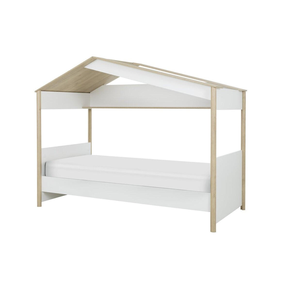 HAUSBETT 90x200 cm – MATIS - Eichefarben/Weiß, Holzwerkstoff (90/200cm) - Calicosy