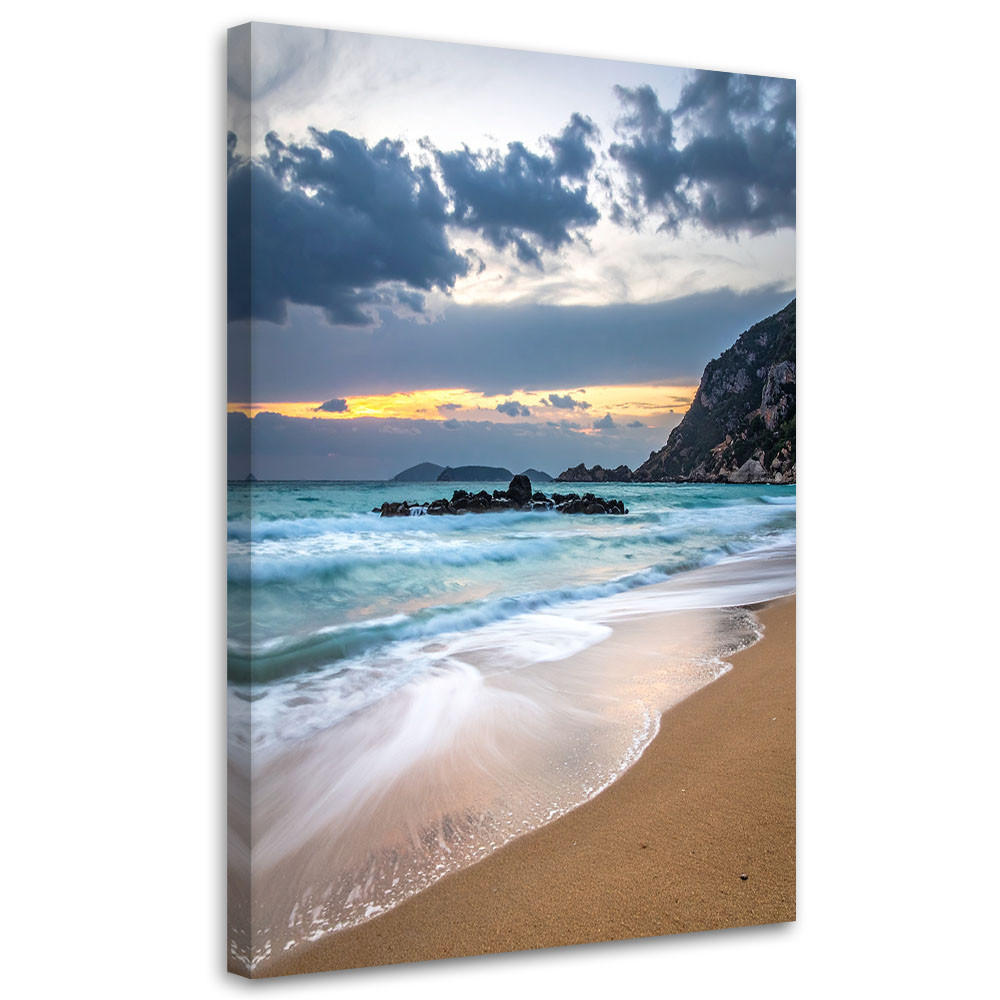 BILDER, Strand Meer Felsen Landschaft - Blau, Textil (40/60cm) - Feeby