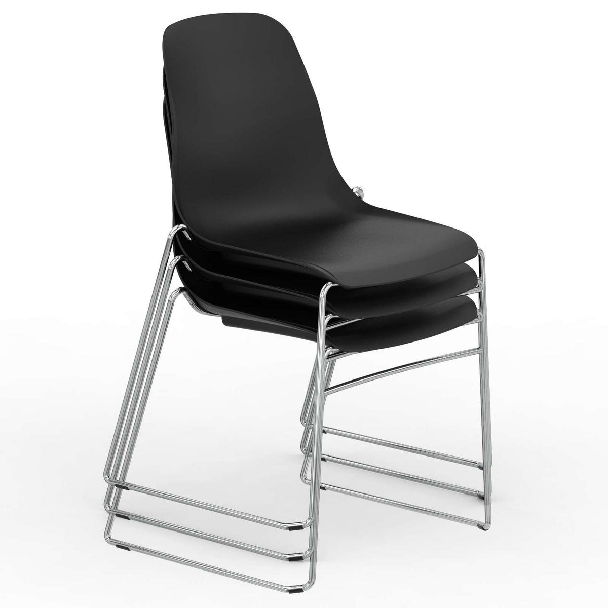 BESUCHERSTUHL V1803 Kunststoff Hartschale Schwarz - ergonomisch, 120 kg belastbar - Schwarz, Kunststoff/Metall (53/82/51cm) - Versee