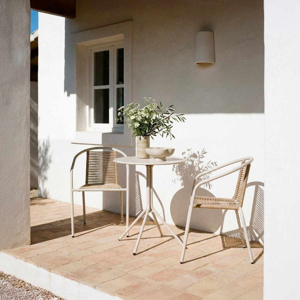 GARTENTISCH Kasem Beige 60 cm x 71 cm - Beige, Metall (60/60/71cm) - Klast Home