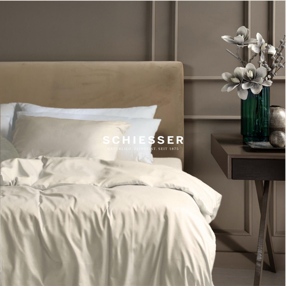 BETTWÄSCHESET Ella - Baumwollsatin - 2-teilig - 155 x 220 cm - Perlmutt - Creme, Textil (155/220cm) - SCHIESSER