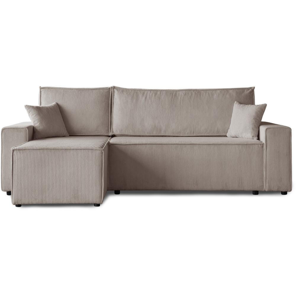 Beautysofa ROHOVÁ ROZKLÁDACÍ POHOVKA Hektor, s funkcí spaní, 247 cm, otoman 70 cm, cappuccino