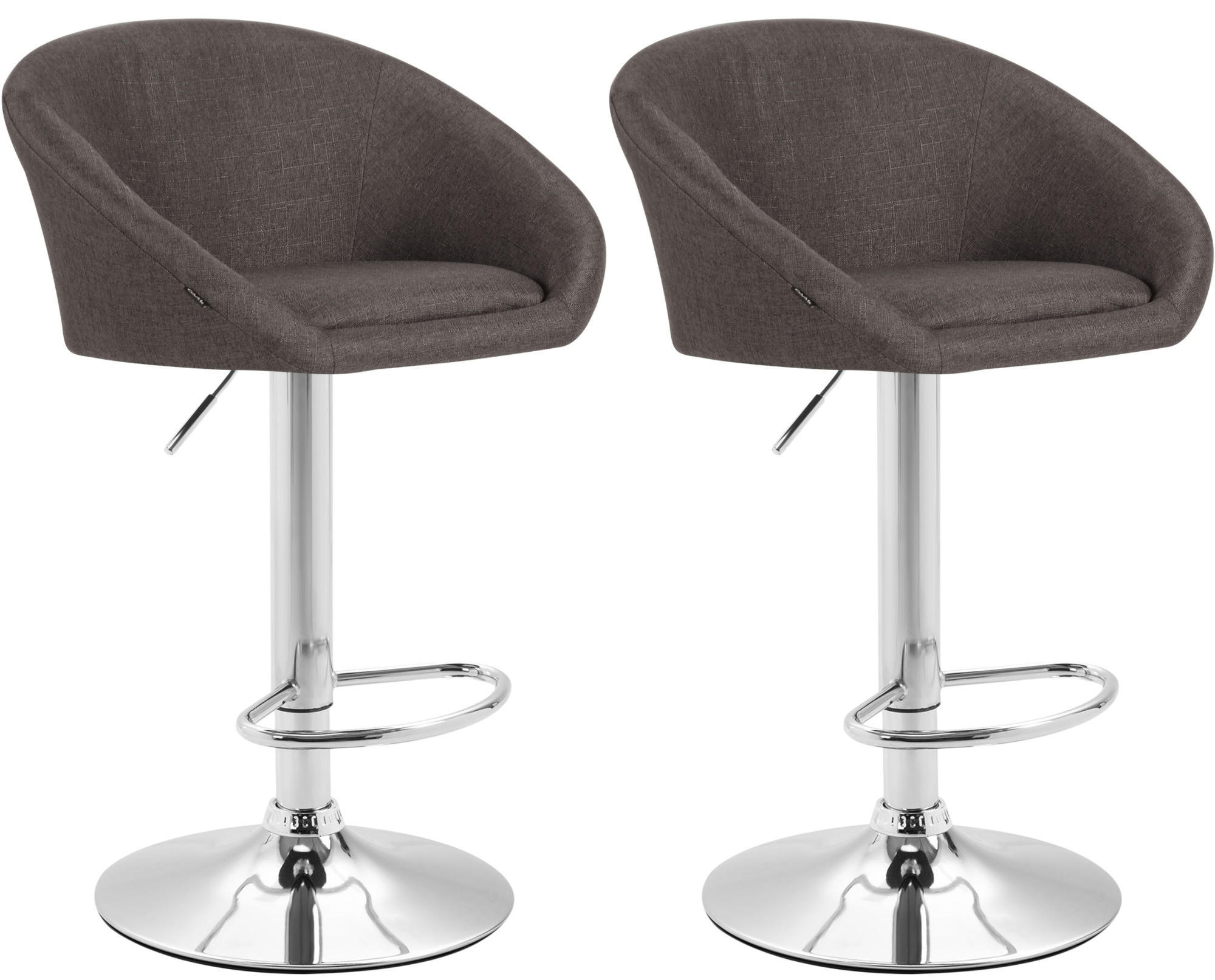 BARHOCKER 2er Set Stoff dunkelgrau - Chromfarben/Dunkelgrau, Textil/Metall (55/86/51cm) - CLP