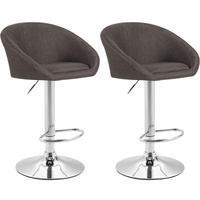BARHOCKER 2er Set Stoff dunkelgrau - Chromfarben/Dunkelgrau, Textil/Metall (55/86/51cm) - CLP
