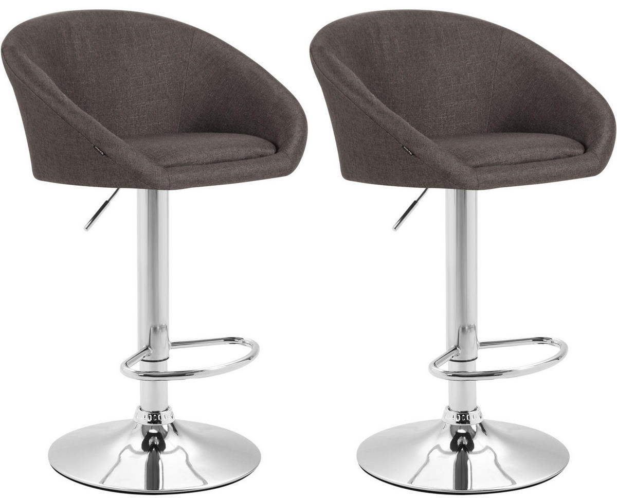 BARHOCKER 2er Set Stoff dunkelgrau - Chromfarben/Dunkelgrau, Textil/Metall (55/86/51cm) - CLP