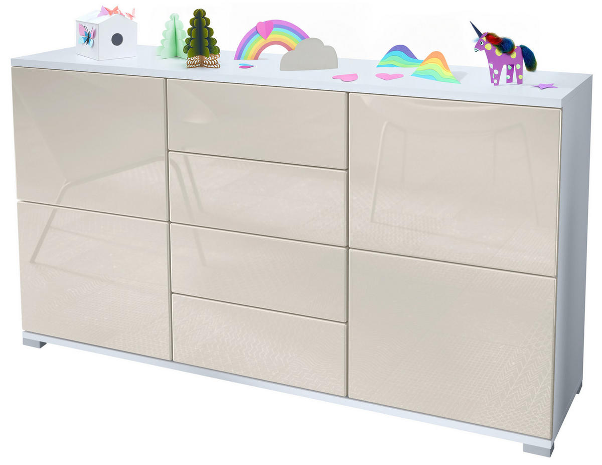 SIDEBOARD Rova Creme Hochglanz - Creme, Holzwerkstoff (138.5/75.5/35cm) - Vladon