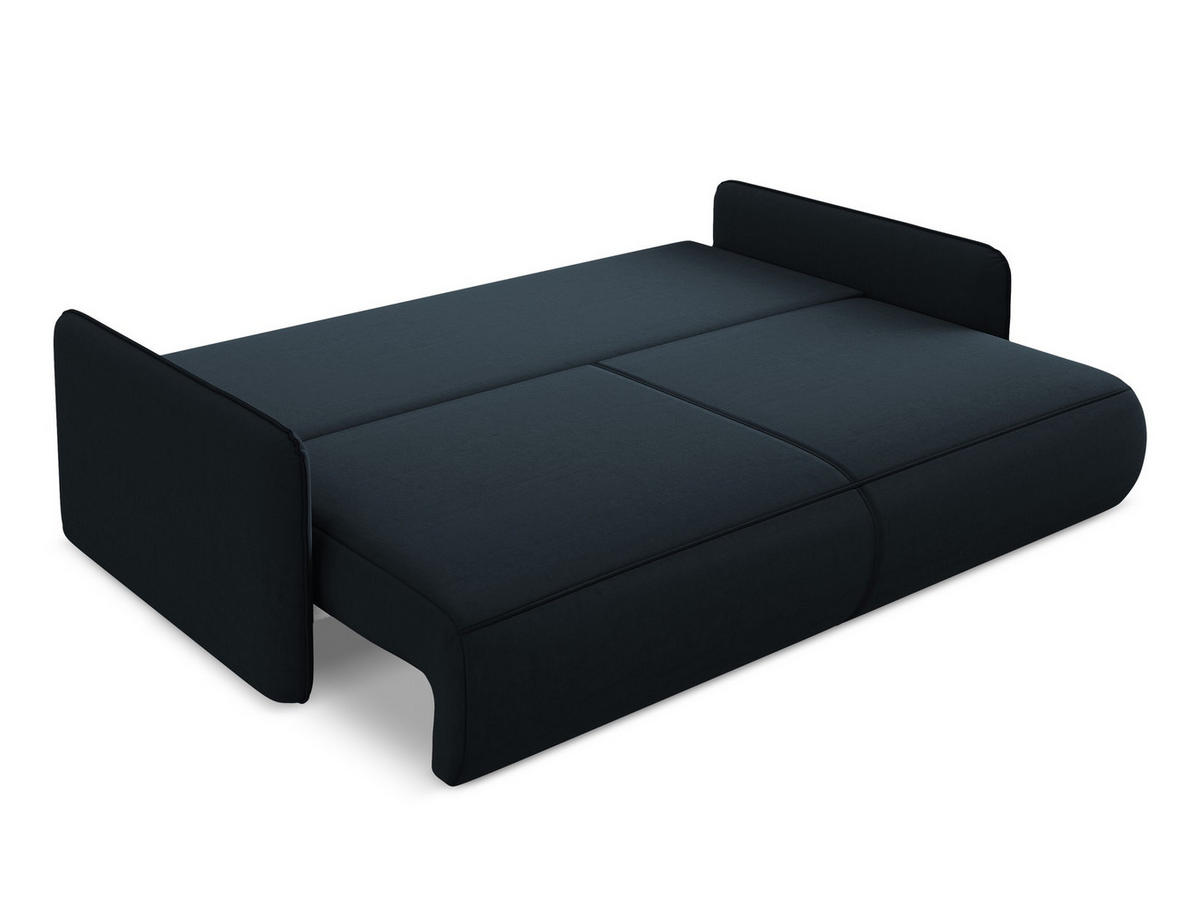 3-SITZER SOFA mit Schlaffunktion Samt Stoff Blau - Blau/Schwarz, Kunststoff/Textil (216/86/105cm) - Makamii