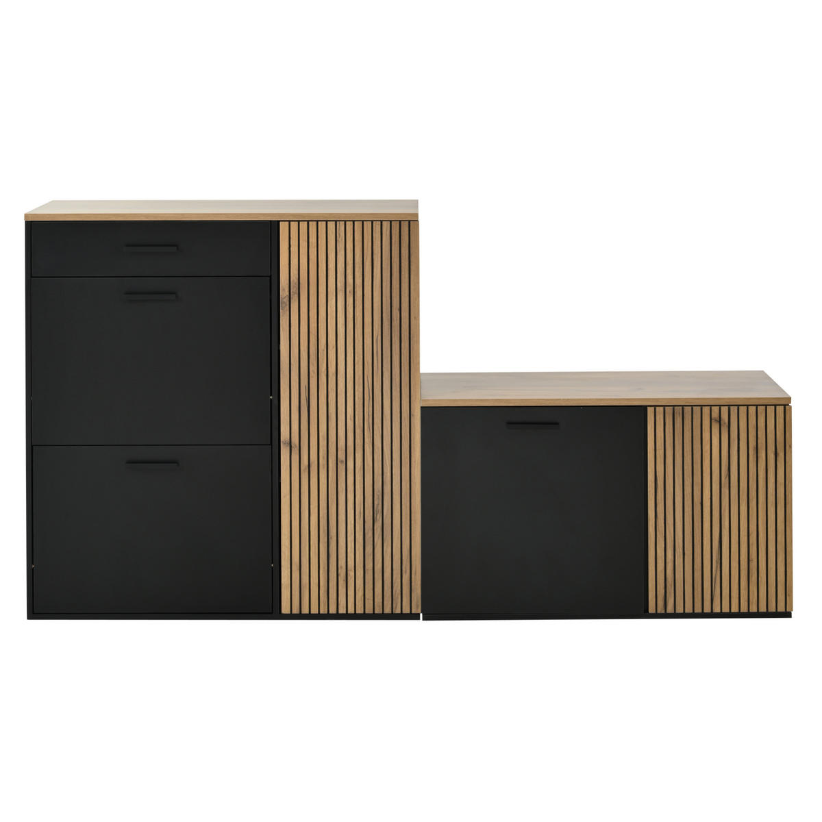 SCHUHSCHRANK aus Spanplatte 85x36x85cm in Natur mit Klapptüren - Naturfarben, Holzwerkstoff (85/85/36cm) - Modfu