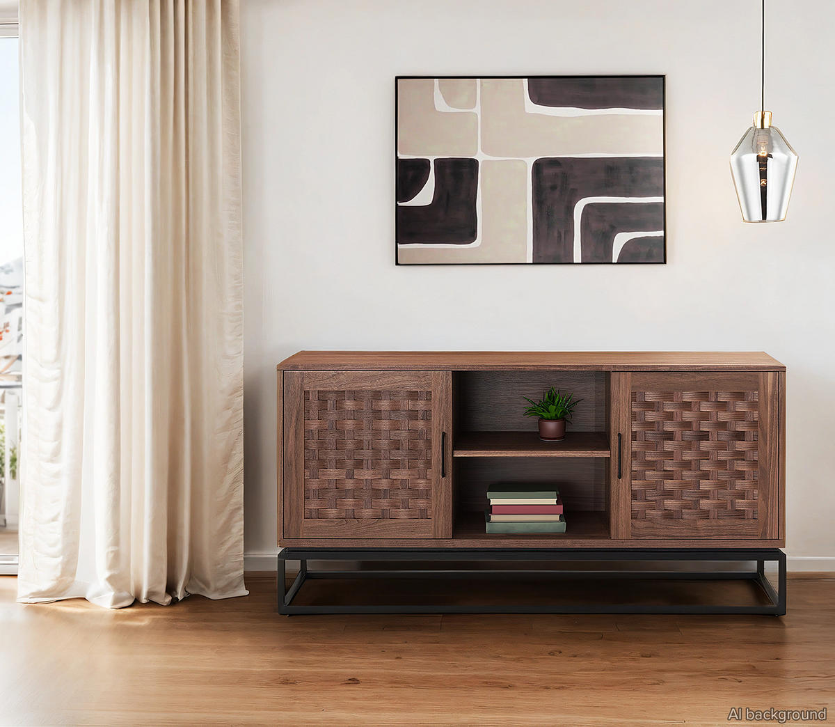 SIDEBOARD mit 2 Türen - Holzwerkstoff / Metall - Schwarz/Braun, Holzwerkstoff/Metall (150/75/40cm) - home24