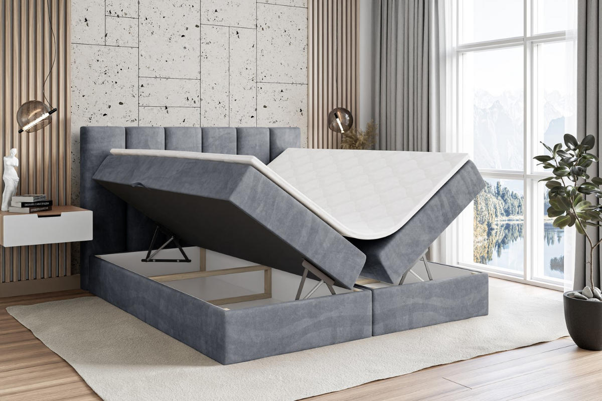 BOXBETT mit Matratze H3 und Lattenrost - BOXI1 - 160x200 cm Grau - Grau, Holzwerkstoff (160/200cm) - ALTDECOR