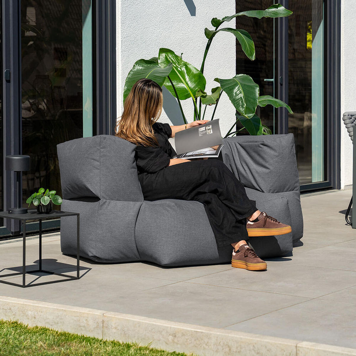 OUTDOOR Sitzsack HEAVEN - Anthrazit - Anthrazit, Textil (152/100/76cm) - Home Deluxe
