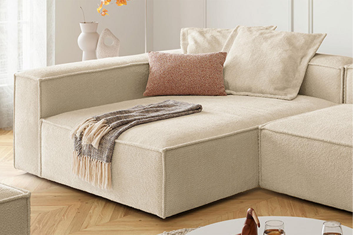 ECKSOFA CARMO Beige Flachgewebe - Beige/Schwarz, Kunststoff/Textil (306/191cm) - KAWOLA