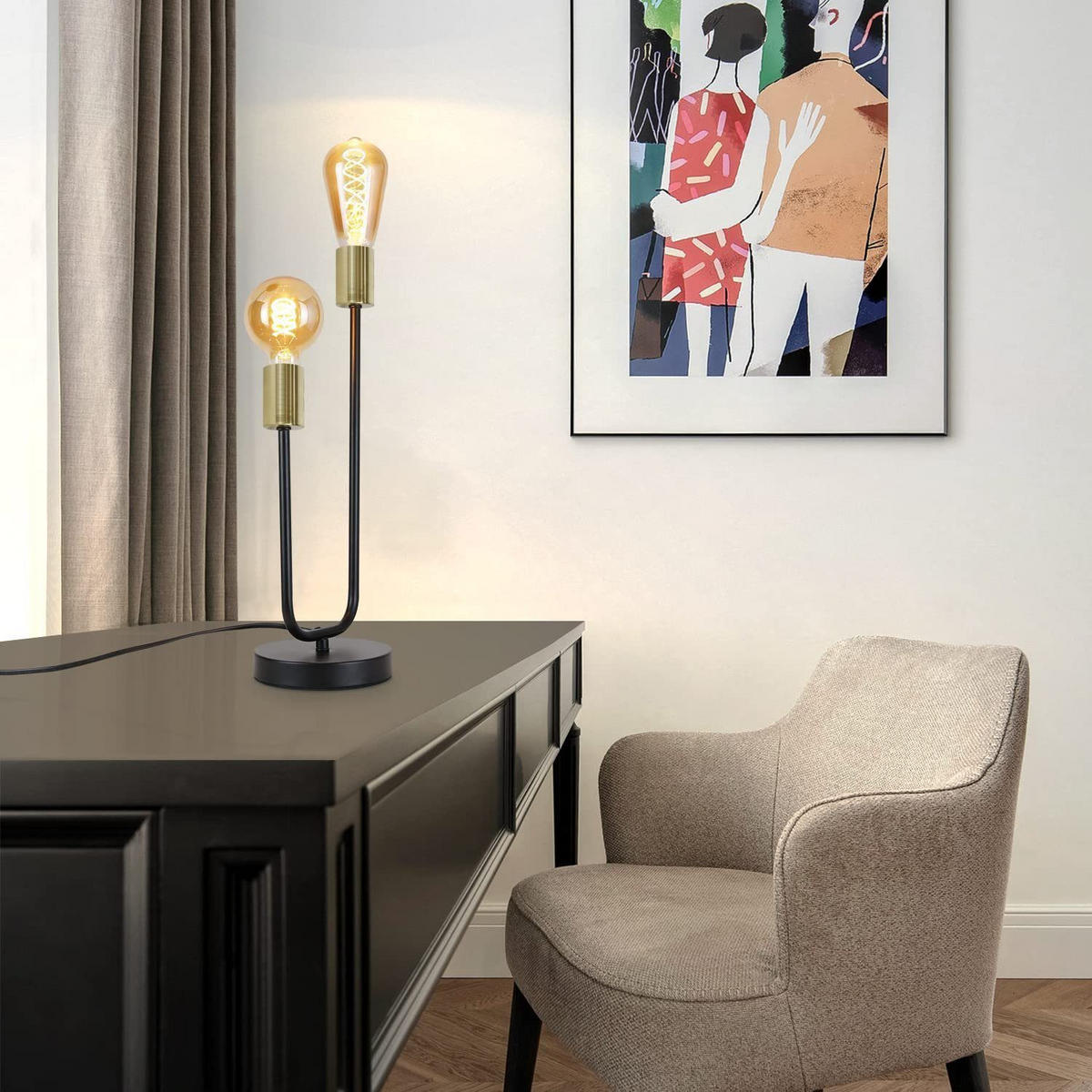 TISCHLEUCHTE Torskk 44.0/14.0/17.0 cm - Schwarz, Metall (17/44/14cm) - ZMH