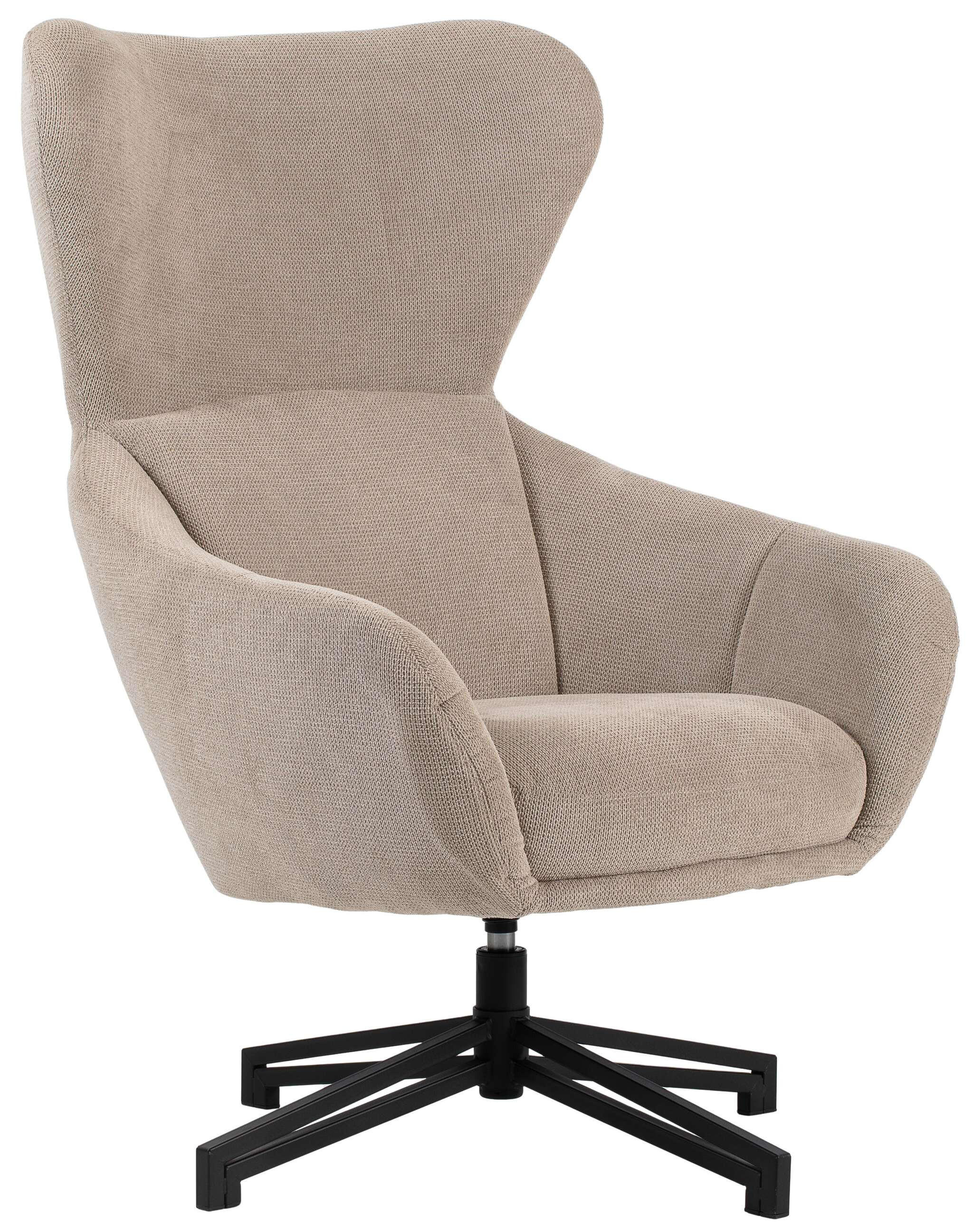OHRENSESSEL Marconia beige drehbar - Beige/Schwarz, Textil/Metall (75/109/80cm) - Mr. Deko